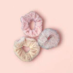 Pink Kawaii Scrunchie Lot - Fuzzy Soft Scrunchies